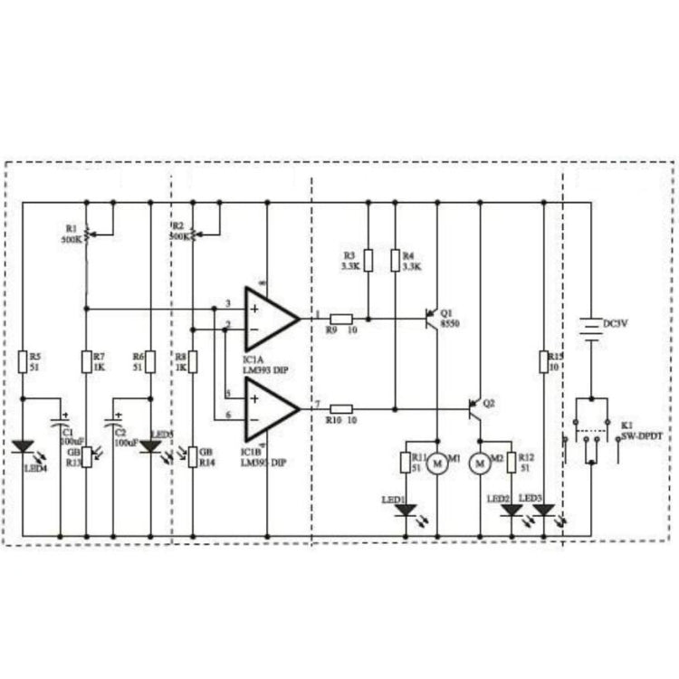 D2-1 DIY Electric Tracking Car Photosensitive Robot Parts, Electric Tracking Car