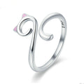 Cat Love Girl Ring S925 Sterling Silver Open Ring, SCR341