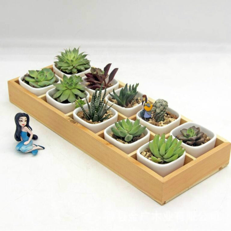Succulent Wooden Storage Box Landscape Garden Decoration, 3 Cells, 5 Cells, 6 Cells, 10 Cells