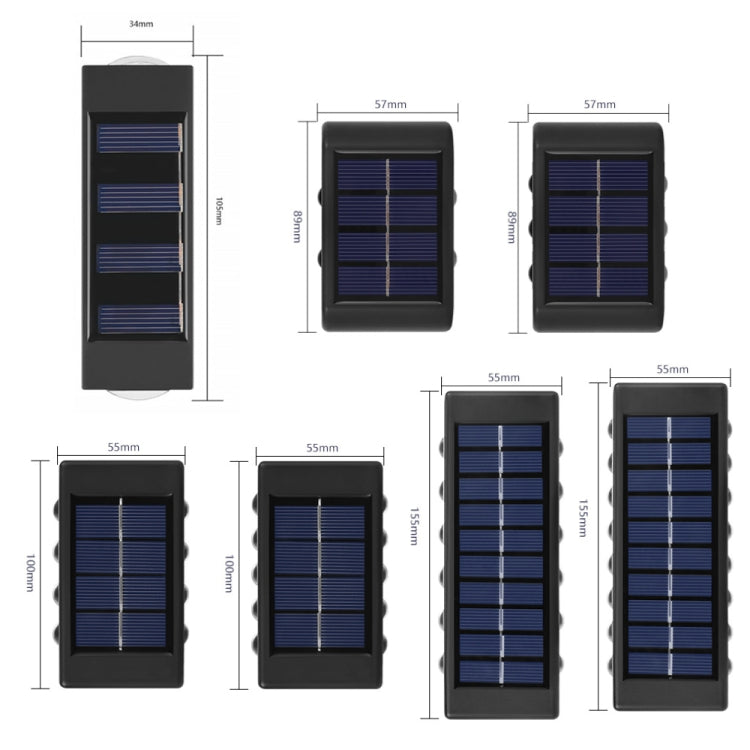 Solar Wall Lamp Outdoor Waterproof Up And Down Double-headed Spotlights, 2LED NiMH, 6LED NiMH