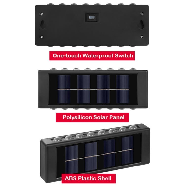 Solar Wall Lamp Outdoor Waterproof Up And Down Double-headed Spotlights, 2LED NiMH, 6LED NiMH