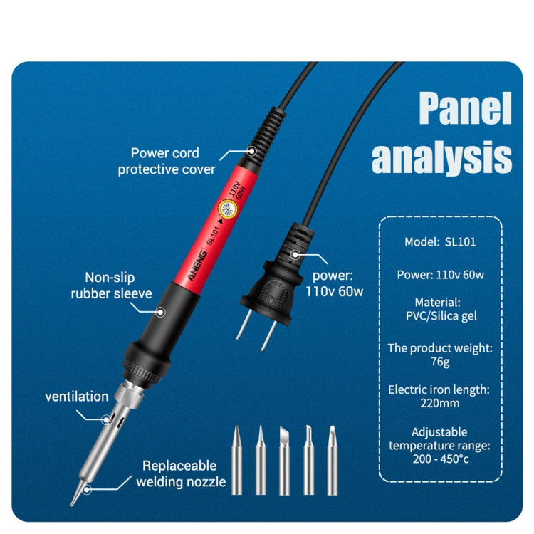 ANENG 60W Adjustable Temperature Electric Soldering Iron Welding Tool,, EU Plug, US Plug