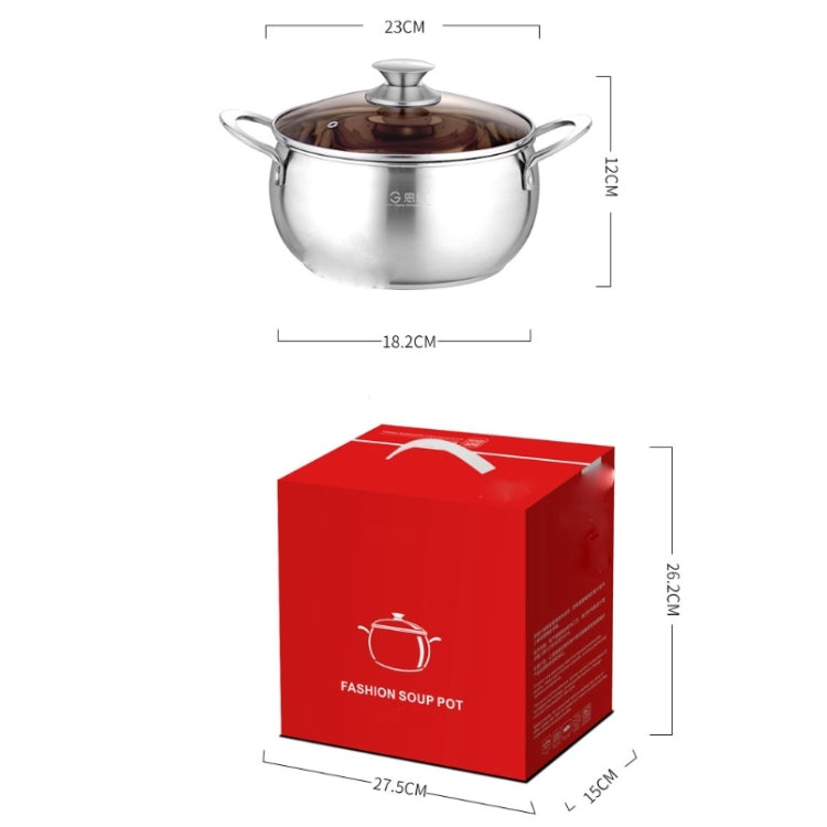 Si Gang 24CM Stainless Steel Drum-shaped Large-capacity Extra Thick Soup Pot, 24 CM