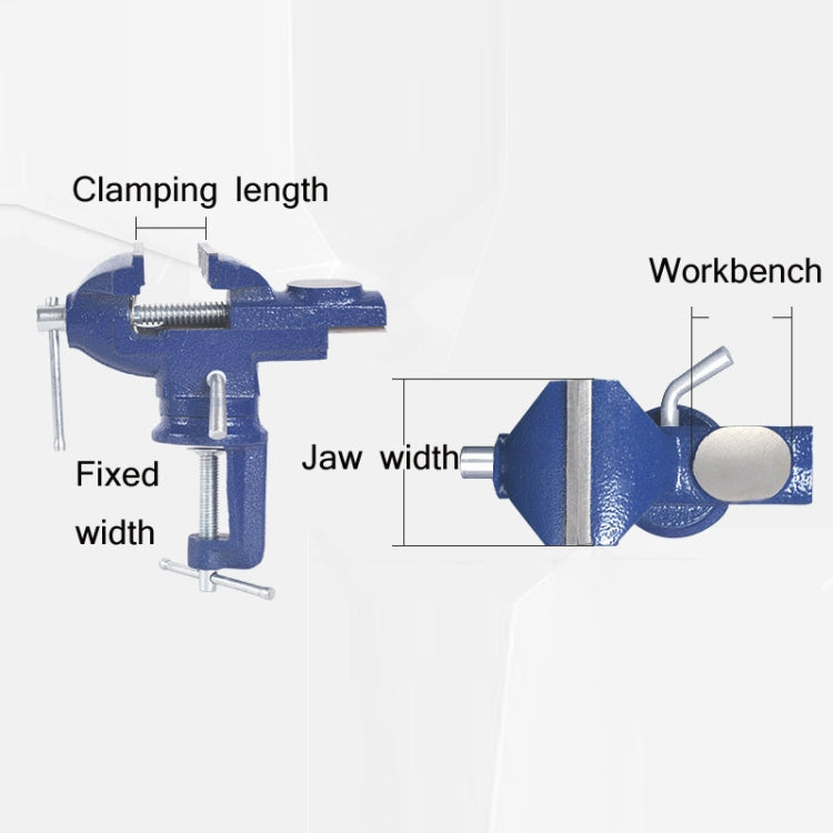 360-Degree Rotating Small Vise Table Flat Universal Table Clamp, Random Color Delivery, 50mm, 60mm, 65mm