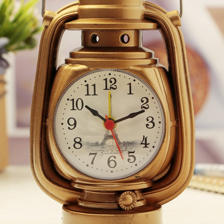 Retro Table Oil Lamp Small Alarm Clock Desktop Table Clock Living Room Decoration Supplies Office Craft Jewelry, Silver, Bronze, Ebony