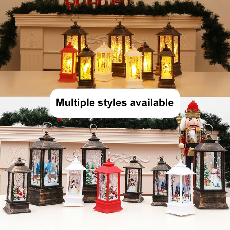Christmas Flame Lantern Christmas Decoration LED Luminous Ornament Candlestick Lamp, White Elk, White Snowman, Red Santa, Bronze Snowman, Bronze Santa