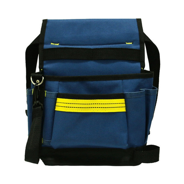 Electrician Maintenance Adjustable Multi-pocket Hardware Tool Belt Bag Multi-function Storage Bag, Black, Blue