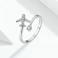 925 Sterling Silver Ring Plane Zircon Open White Gold Plated Ring, SCR623