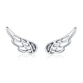 Sterling Silver Wing Earrings Simple S925 Silver Stud Earrings, Silver, Rose Gold