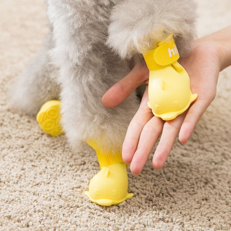 4 PCS/Set  Cartoon Dog Shoes Pet Silicone Waterproof Rain Boots, S, M, L