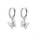 Butterfly S925 Sterling Silver Earrings Hollow Zircon Earrings, SCE833