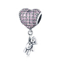 S925 Sterling Silver Bear Balloon Heart-shaped Inlaid Zirconium Diamond DIY Bead Bracelet Accessories, Bead