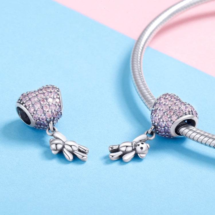 S925 Sterling Silver Bear Balloon Heart-shaped Inlaid Zirconium Diamond DIY Bead Bracelet Accessories, Bead