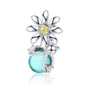 S925 Sterling Silver Daisy And Firefly Crystal Glass Loose Beads DIY Beaded Bracelet