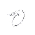 S925 Sterling Silver Angel Wings Open Ring White Gold Plated Open Ring, SCR567