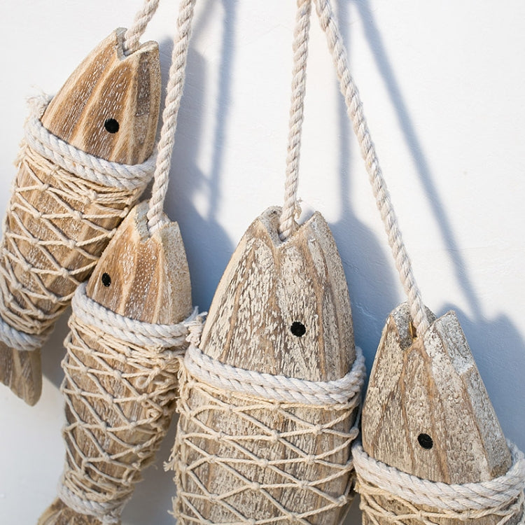 Mediterranean Creative Vintage Old Wall Hanging Ornaments Wooden Hand-carved Antique Fish Skewers, Large, Small