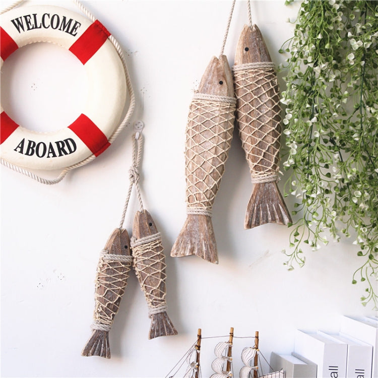 Mediterranean Creative Vintage Old Wall Hanging Ornaments Wooden Hand-carved Antique Fish Skewers, Large, Small