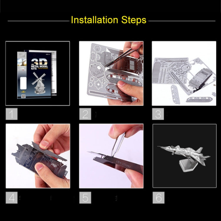 3 PCS 3D Metal Assembly Model DIY Puzzle, Kepler Telescope, Lunar Module, Mars Probe, F22 Fighter
