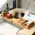 Bamboo Foot Bathtub Rack Multifunctional Bathroom Retractable Bath Rack, Retractable Bath Rack