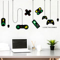 2 PCS Game Console Game Handle Chandelier Wall Stickers Internet Cafe Study Computer Desk Background Sticker