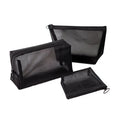Black Transparent Mesh Cosmetic Bag Three-piece Large Capacity Travel Cosmetic Storage Bag, Three-piece Storage Bag