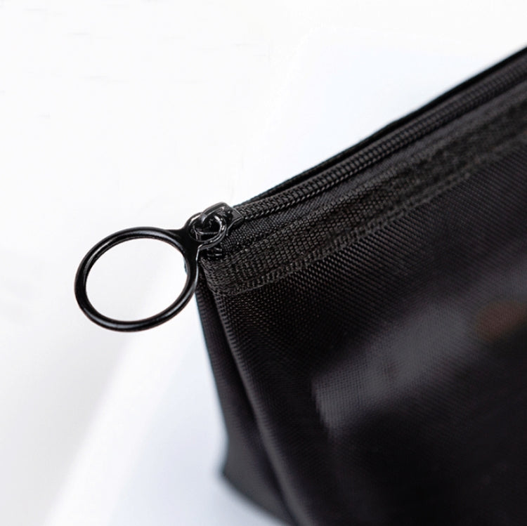 Black Transparent Mesh Cosmetic Bag Three-piece Large Capacity Travel Cosmetic Storage Bag, Three-piece Storage Bag