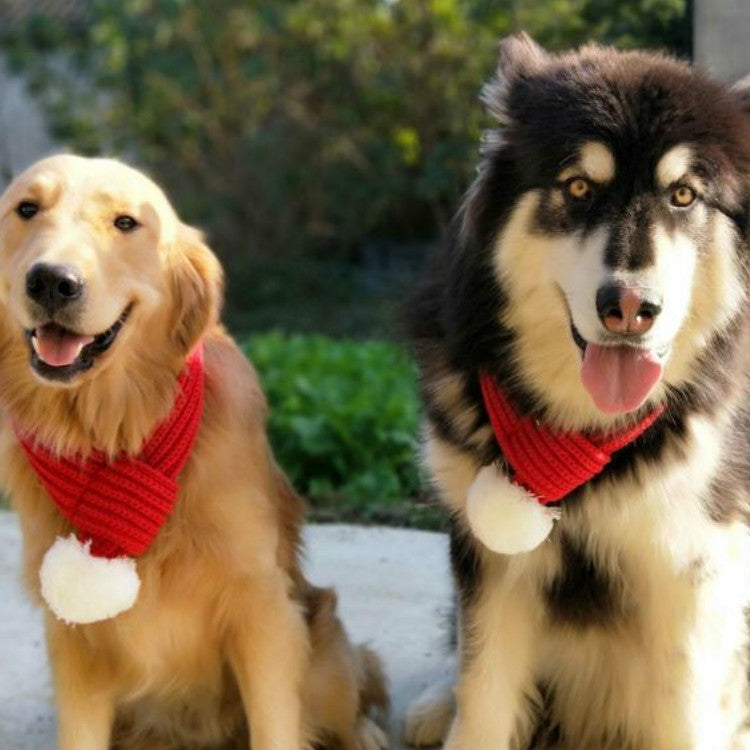Pet Christmas Wool Scarf Medium & Large Dog Saliva Towel, XXS, XS, S, M, L