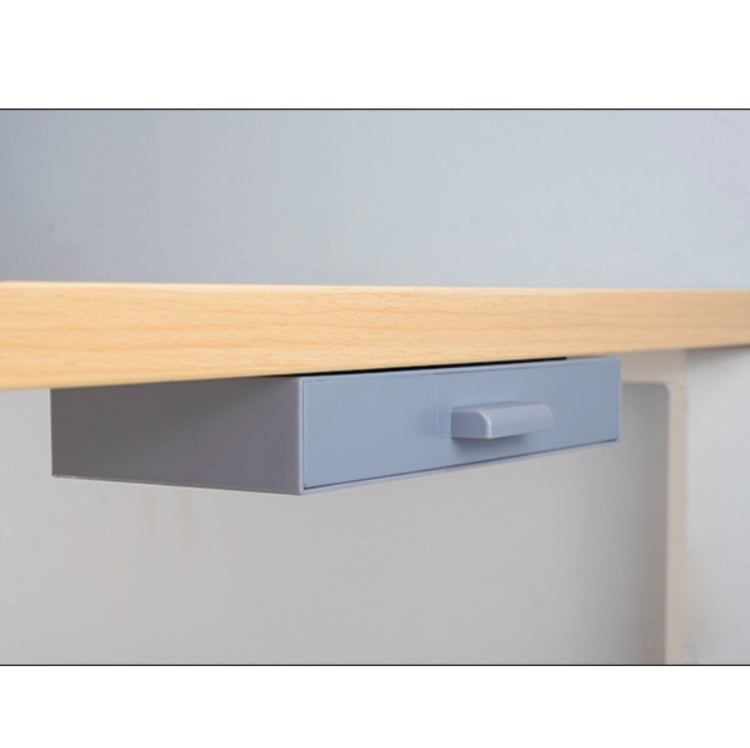 Hidden Drawer Storage Box Office Desk Bottom Paste Large Capacity Pen Case, Dark Blue, Light Blue, Pink, Gray