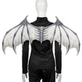 Halloween Carnival Party Props Creative Foldable Non-woven Fabric Devil Bone Wings, White Black Bone, Black White Bone