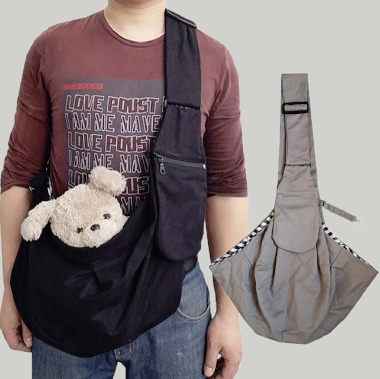 Pet Carrying Rucksack Shoulder Strap Adjustable Pet Outing Diagonal Bag, Black, Gray