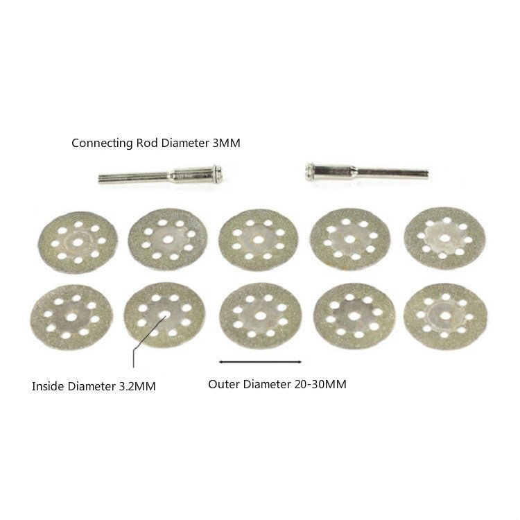 8 Holes Emery Cutting Chip Jade  Saw Blade Electric Grinder Accessories, 10 Saw Blade 2 Connecting rod 22MM, 10 Saw Blade 2 Connecting rod 25MM, 10 Saw Blade 2 Connecting rod 30MM, 10 Saw Blade 2 Connecting rod 20MM
