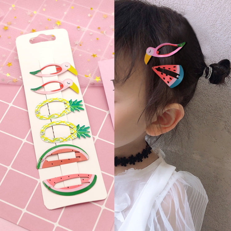 6 PCS/Set Kids Hair Accessories Fruit Hairpins Cartoon Rainbow Hair Clip, New Bird pineapple 8#, Bird pineapple 6#, Ice cream 1#, Mermaid 2#, Candy rainbow 5#, Red Mermaid 4#, Blue Mermaid 3#, Strawberry watermelon 7#