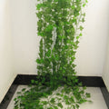 12 PCS 2.4M Artificial Ivy Green Leaf Garland Plants Vine Fake Home Decor PlasticFlower Rattan String, Ivy Green Leaf