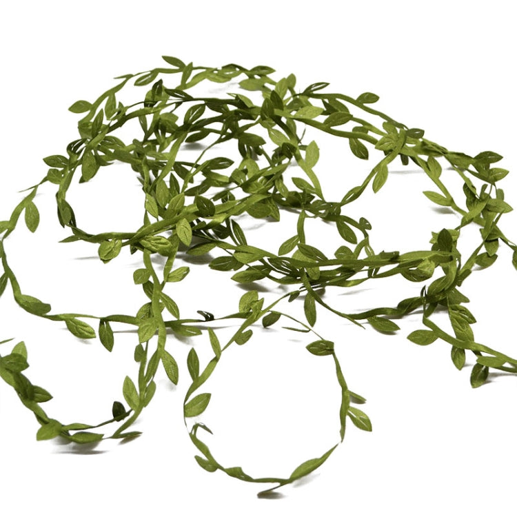 2 PCS Cloth Leaf Garland Decoration Accessories Green Leaf Cane Leaf Simulation DIY Garland Material, 10 Meters / Card, 5 Meters / Card