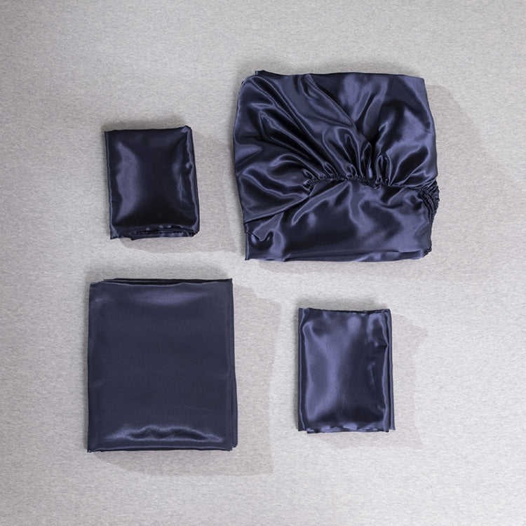 Home Ice Silk Simulation Silk Four-Piece Pillowcase Flat Sheet Fitted Sheet Set, US-Full/UK-D:138x190x35cm, US-Queen/UK-K:153x203x35cm, US-King:198x203x35cm, UK-SK:180x200x35cm, US-King: 198x203x35cm