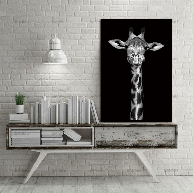 Simple Black and White Animal Decoration Painting Study Living Room Sofa Background Wall Painting Without Frame, 21X30cm, 40X50cm