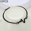 10 PCS Simple Personality Bileklik Ecg Figure Lightning Bracelet Couple Heartbeat Frequency Bracelet, black, gold, Silver
