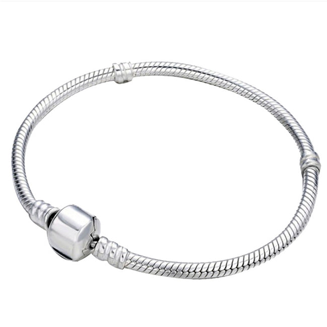 17-21cm Silver Snake Chain Link Bracelet Fit European Charm Pandora Bracelet, 19cm, 18cm, 20cm, 21cm