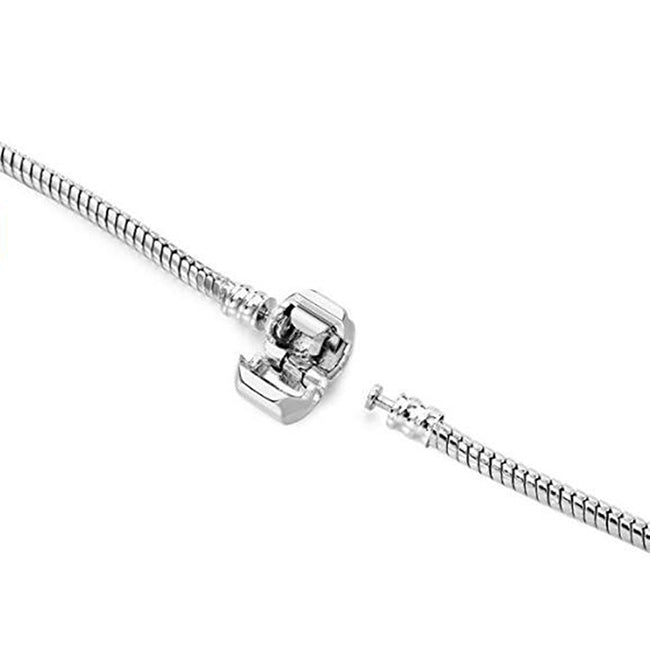 17-21cm Silver Snake Chain Link Bracelet Fit European Charm Pandora Bracelet, 19cm, 18cm, 20cm, 21cm