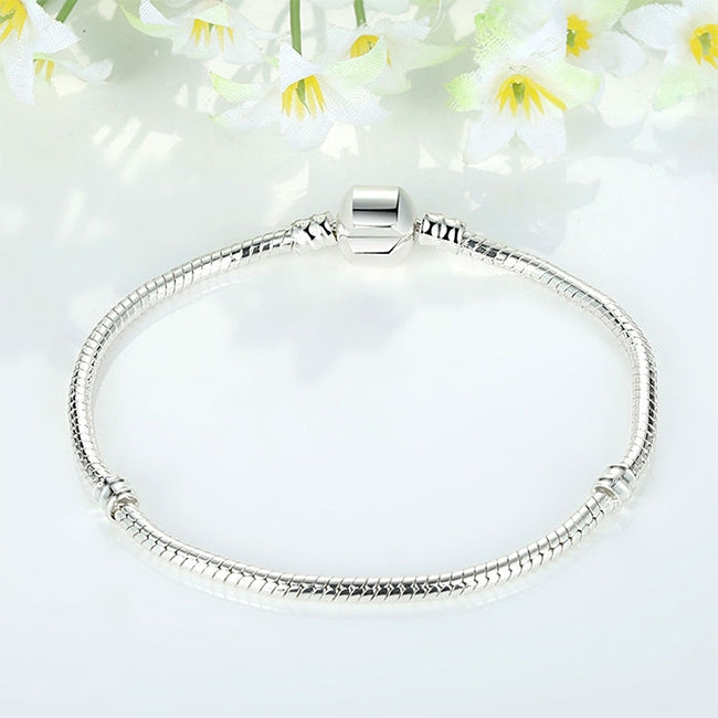17-21cm Silver Snake Chain Link Bracelet Fit European Charm Pandora Bracelet, 19cm, 18cm, 20cm, 21cm