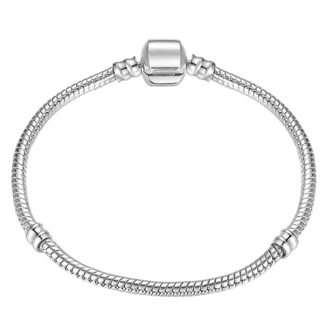 17-21cm Silver Snake Chain Link Bracelet Fit European Charm Pandora Bracelet, 19cm, 18cm, 20cm, 21cm