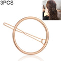 3 PCS New Hairpins Triangle Moon Hair Pin Jewelry Clover Round Hair Clip For Women Barrettes Head Accessories Bijoux De Tete, Gold moon, gold circel, gold triangle, gold 8