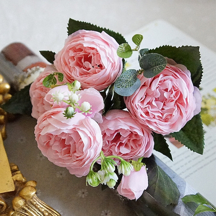 Beautiful Rose Peony Artificial Silk Flowers Small Bouquet Fores Home Party Spring Wedding Decoration Fake Flower, Pink, White, Blue, Pink and dark pink, Purple, Dark Pink, Orange, Red