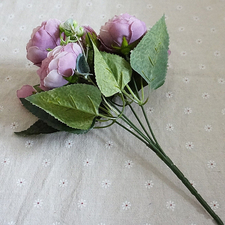 Beautiful Rose Peony Artificial Silk Flowers Small Bouquet Fores Home Party Spring Wedding Decoration Fake Flower, Pink, White, Blue, Pink and dark pink, Purple, Dark Pink, Orange, Red