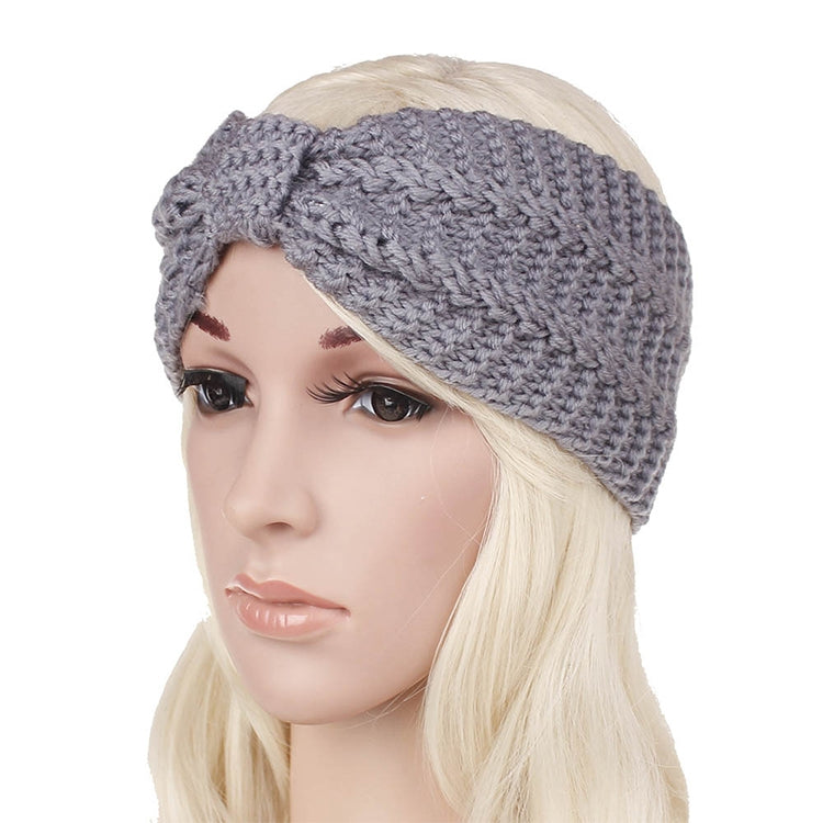 Winter Knitted Headband Turban Women Crochet Bow Wide Stretch Hairband Head Wrap, Black, Navy Blue, Dark Grey, Grey, Wine, Red, Khaki, White, Light Green