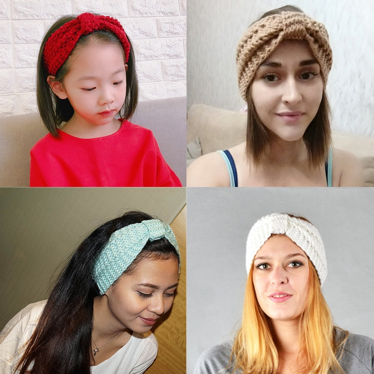 Winter Knitted Headband Turban Women Crochet Bow Wide Stretch Hairband Head Wrap, Black, Navy Blue, Dark Grey, Grey, Wine, Red, Khaki, White, Light Green