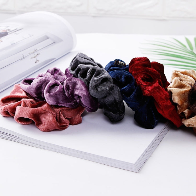 5 PCS Velvet Solid Color Elastic Hair Bands Ponytail Holder Scrunchies Tie Hair Rubber Band Headband, Deep Blue, Grey, Pink, Black, Green, Purple, Dark Brown, Coffee, Red, Dark purple, Blue, Dark gray