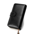 Multifunction Zipper Women Leather Wallet Long Trifold Coin Purse Card Holder Clutch, Black, Brown, Red Wine, Deep Blue, Pink, Orange
