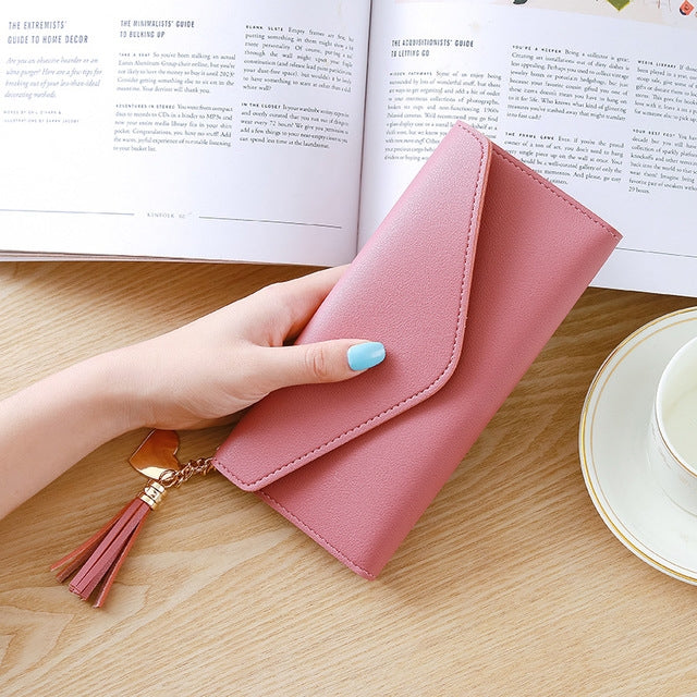 Simple Zipper Purses Long Section Clutch Wallet Soft PU Leather Money Bag