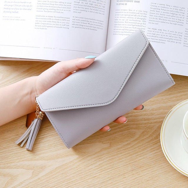 Simple Zipper Purses Long Section Clutch Wallet Soft PU Leather Money Bag